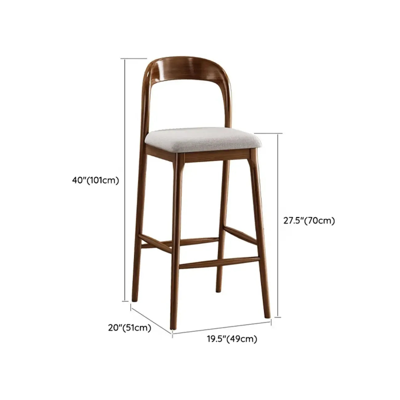 Modern Pine Wood Bar Set with Upholstered Chairs