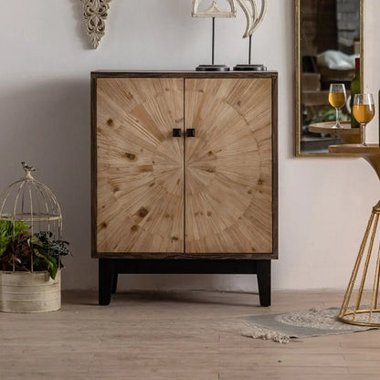 Industrial Wooden Buffet Table with Cabinets for Living Room