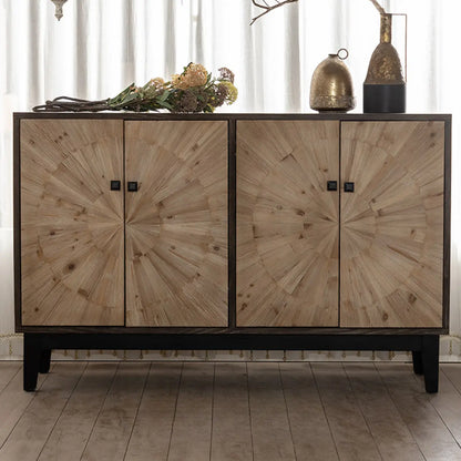 Industrial Wooden Buffet Table with Cabinets for Living Room