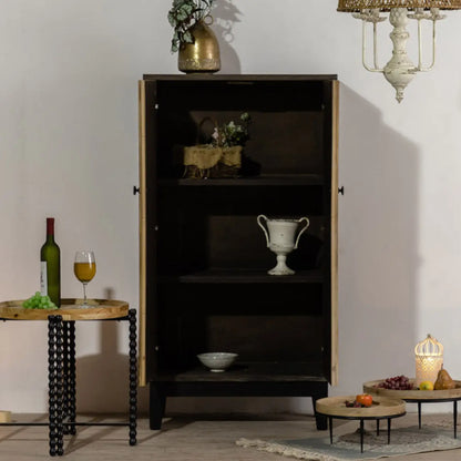 Industrial Wooden Buffet Table with Cabinets for Living Room