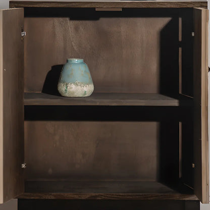 Industrial Wooden Buffet Table with Cabinets for Living Room