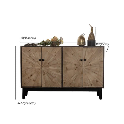 Industrial Wooden Buffet Table with Cabinets for Living Room