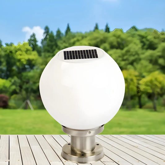 Modern White Globe Solar Outdoor Post Lights