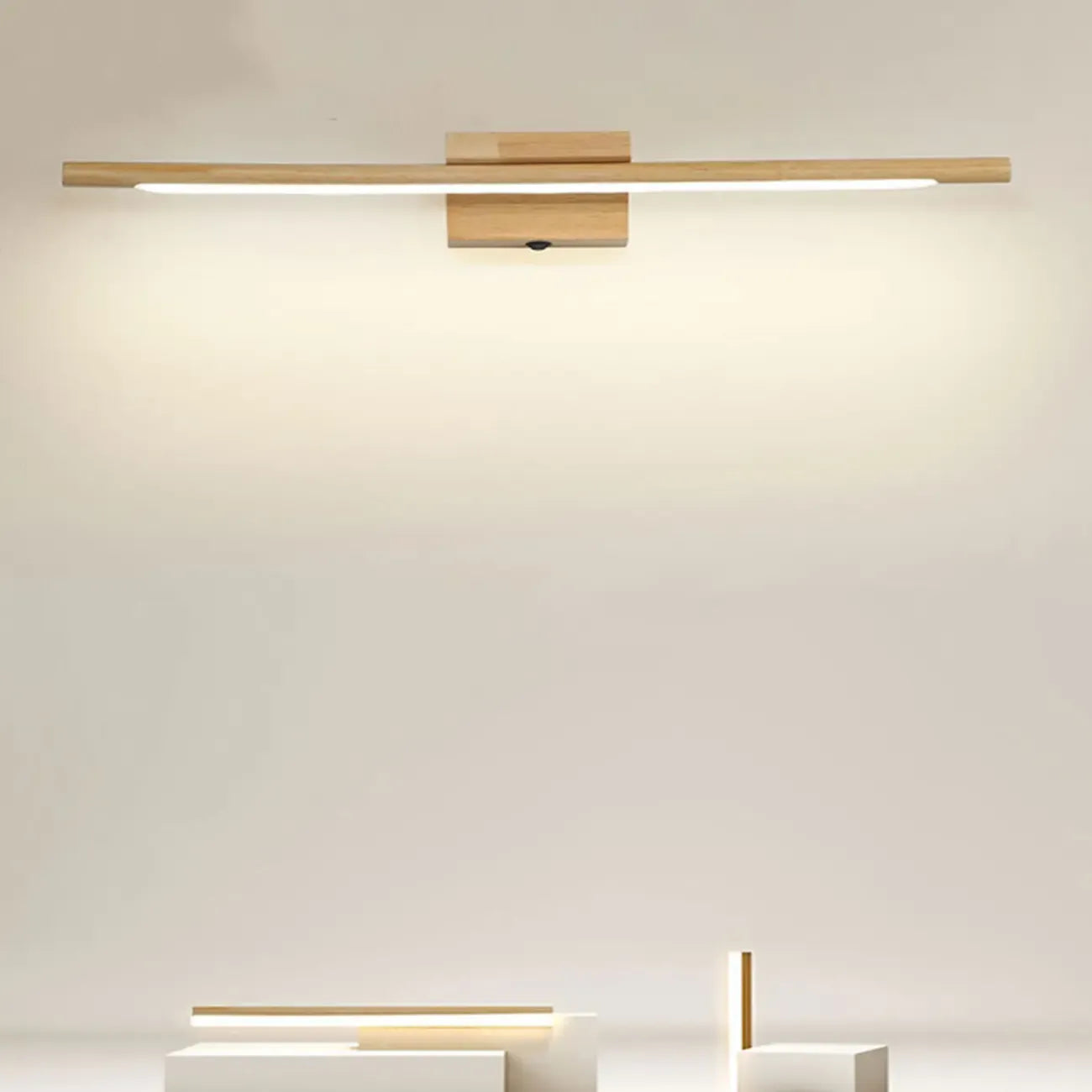 Modern Wood LED Vanity Light bar for Bathroom Mirror Front