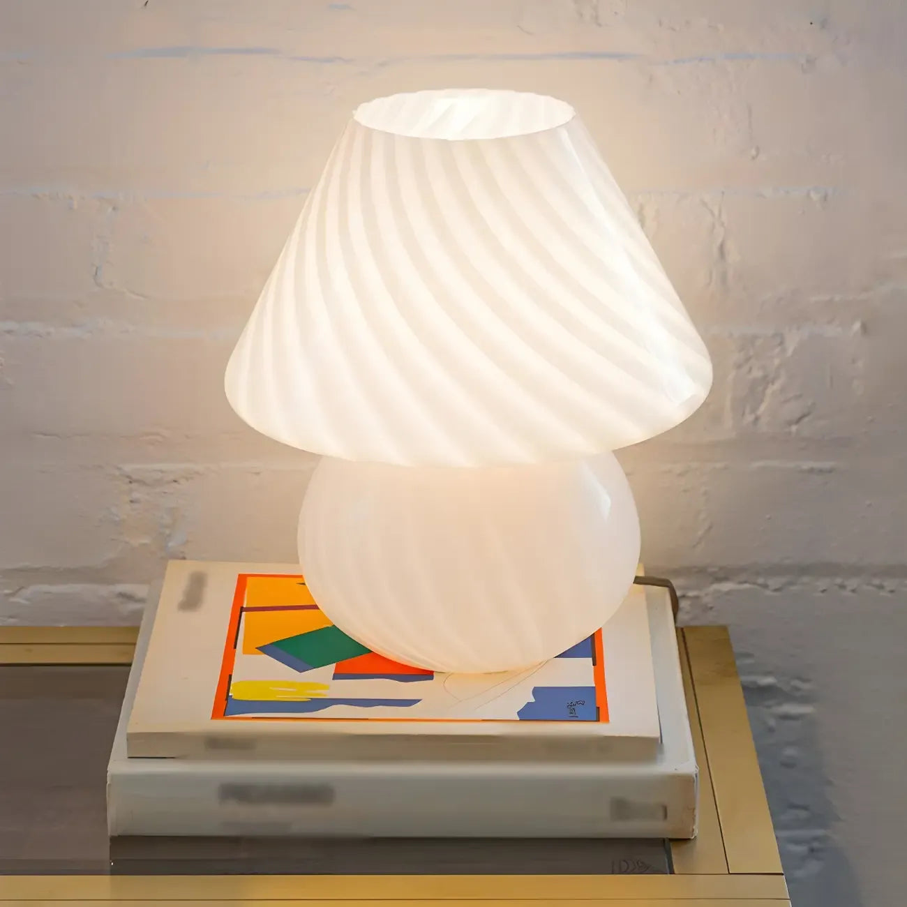 Compact Glass Table Lamp with Spiral Pattern for Residential