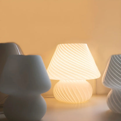 Compact Glass Table Lamp with Spiral Pattern for Residential