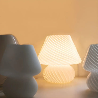 Compact Glass Table Lamp with Spiral Pattern for Residential