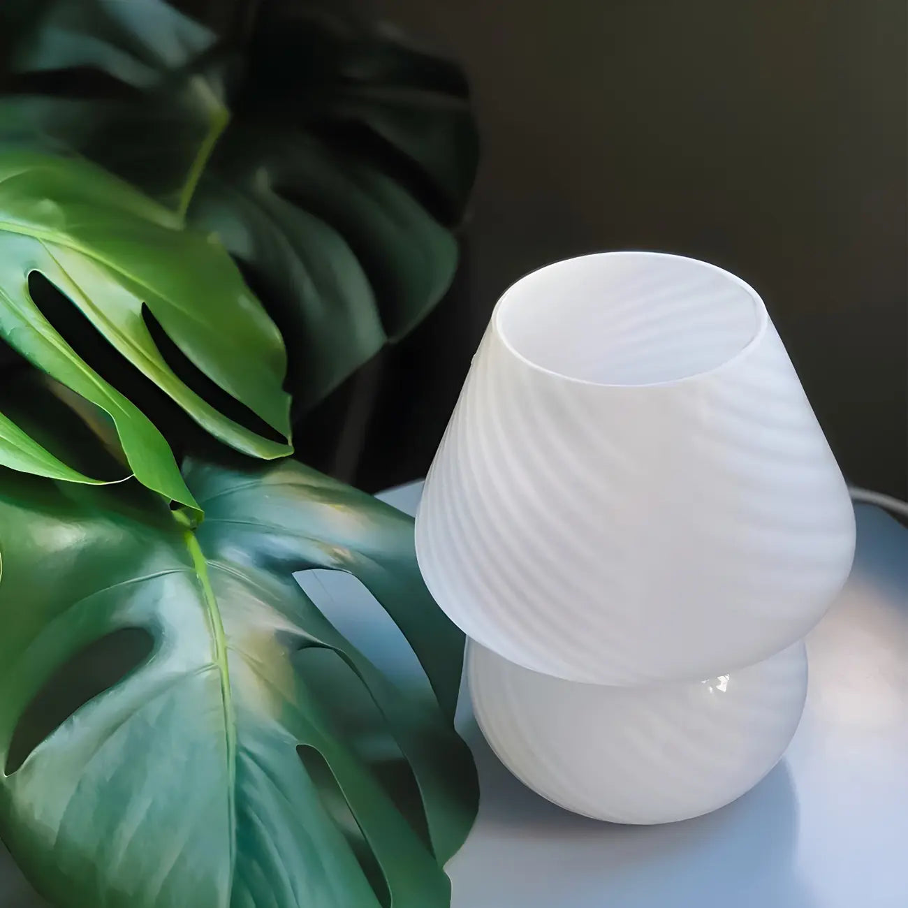 Compact Glass Table Lamp with Spiral Pattern for Residential