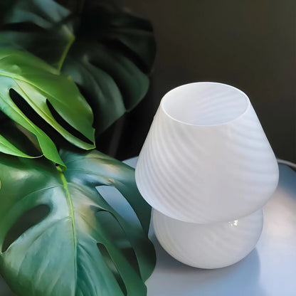 Compact Glass Table Lamp with Spiral Pattern for Residential