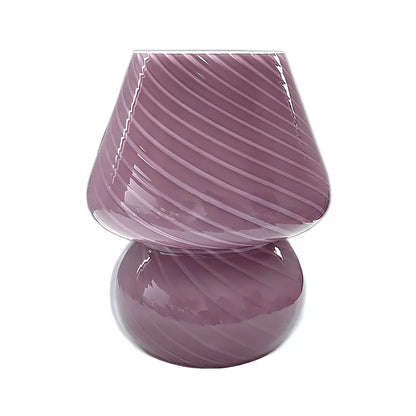 Compact Glass Table Lamp with Spiral Pattern for Residential
