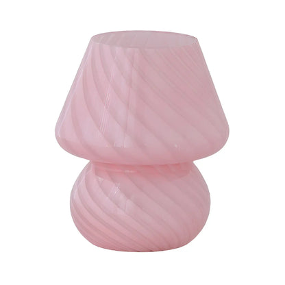 Compact Glass Table Lamp with Spiral Pattern for Residential