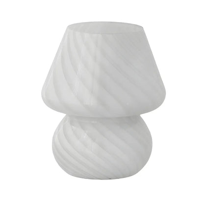 Compact Glass Table Lamp with Spiral Pattern for Residential