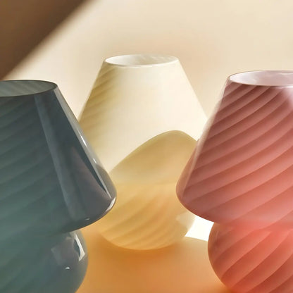 Compact Glass Table Lamp with Spiral Pattern for Residential