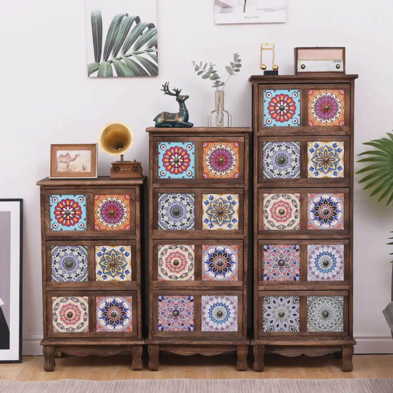 Mid-Century Modern Cabinet with Decorative patterns for Home