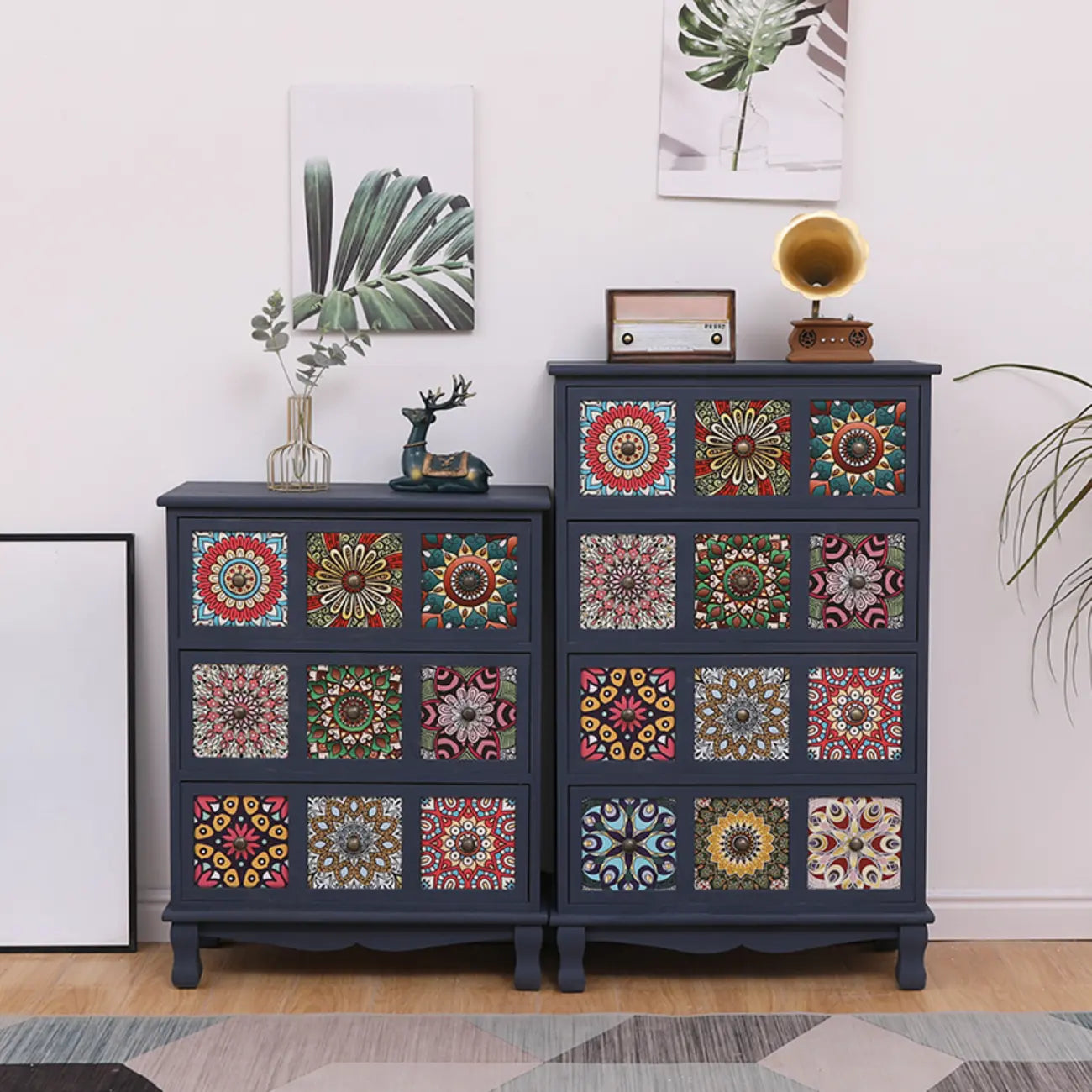 Mid-Century Modern Cabinet with Decorative patterns for Home