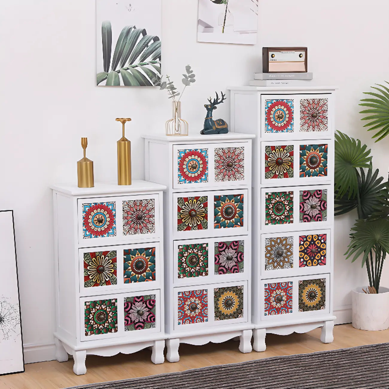 Mid-Century Modern Cabinet with Decorative patterns for Home