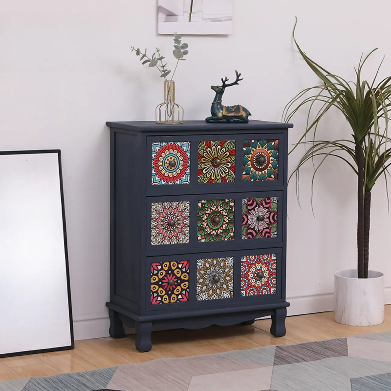 Mid-Century Modern Cabinet with Decorative patterns for Home