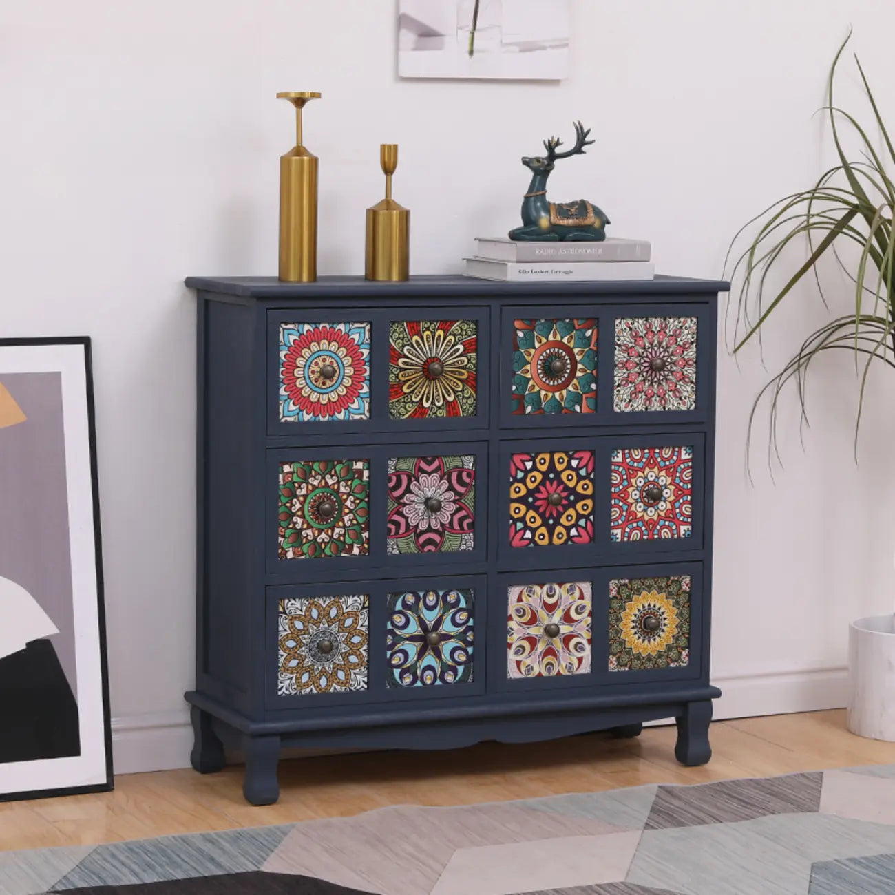 Mid-Century Modern Cabinet with Decorative patterns for Home