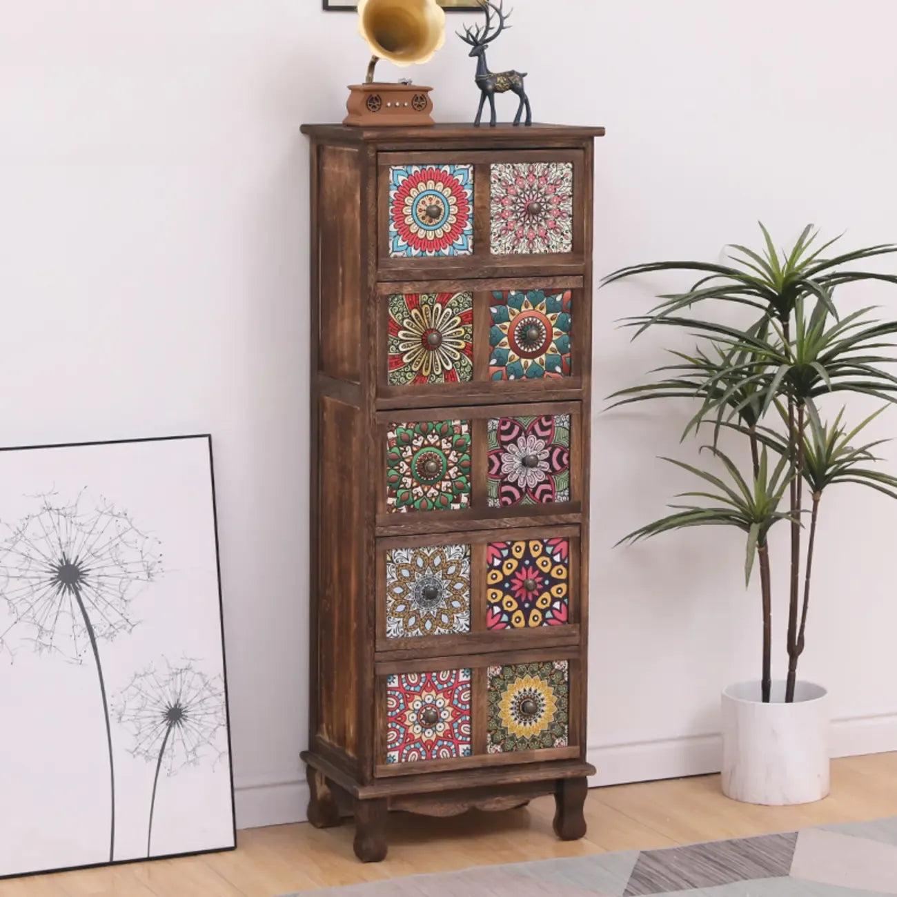 Mid-Century Modern Cabinet with Decorative patterns for Home