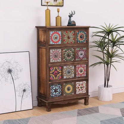 Mid-Century Modern Cabinet with Decorative patterns for Home