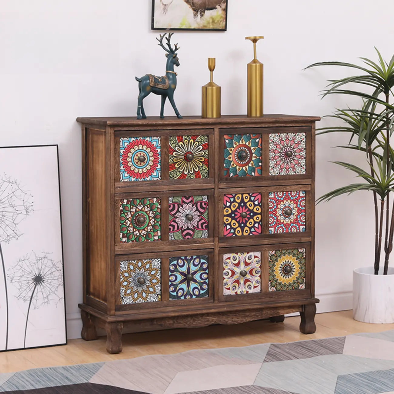 Mid-Century Modern Cabinet with Decorative patterns for Home