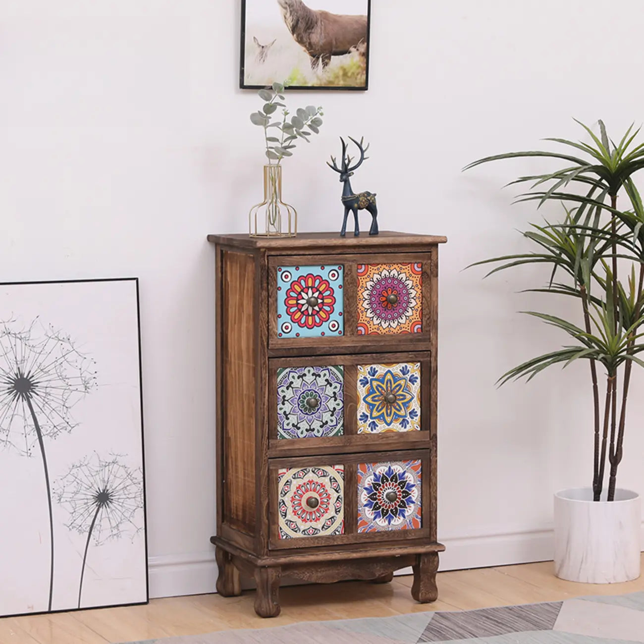 Mid-Century Modern Cabinet with Decorative patterns for Home