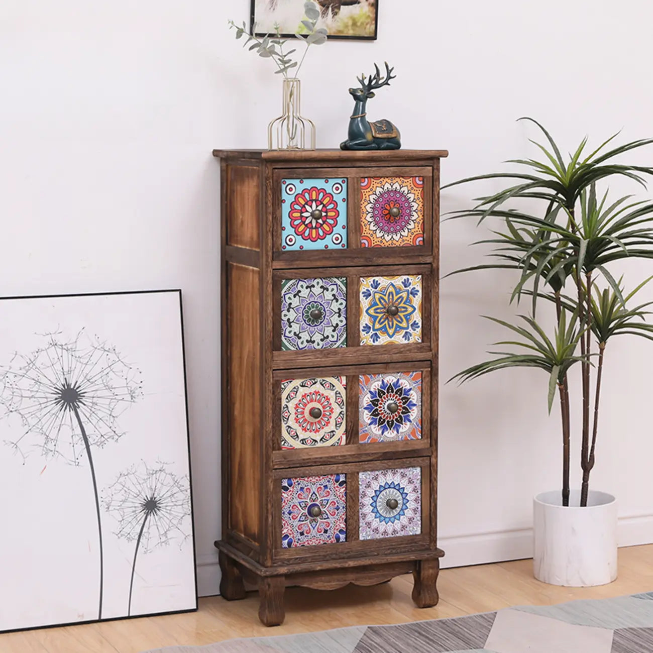 Mid-Century Modern Cabinet with Decorative patterns for Home
