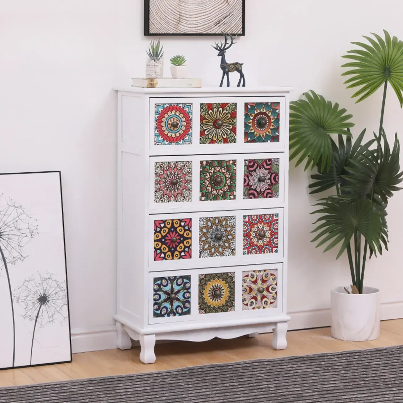 Mid-Century Modern Cabinet with Decorative patterns for Home
