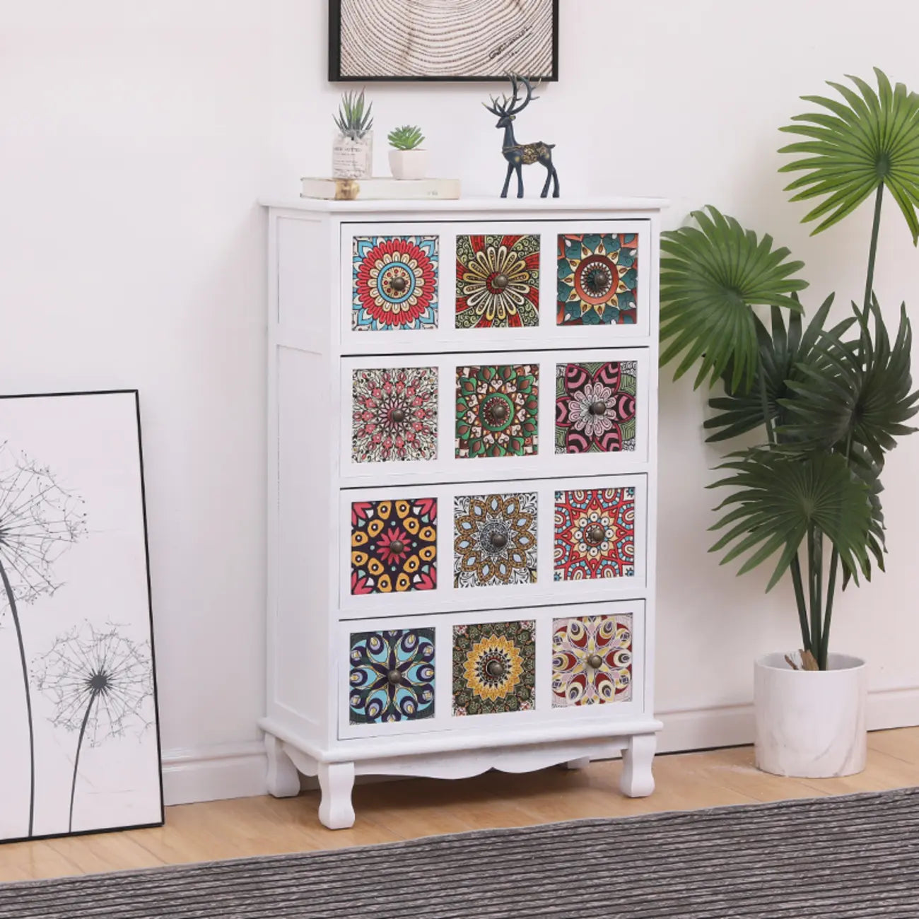 Mid-Century Modern Cabinet with Decorative patterns for Home