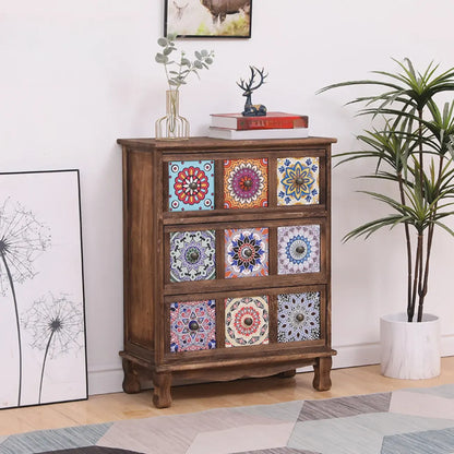Mid-Century Modern Cabinet with Decorative patterns for Home