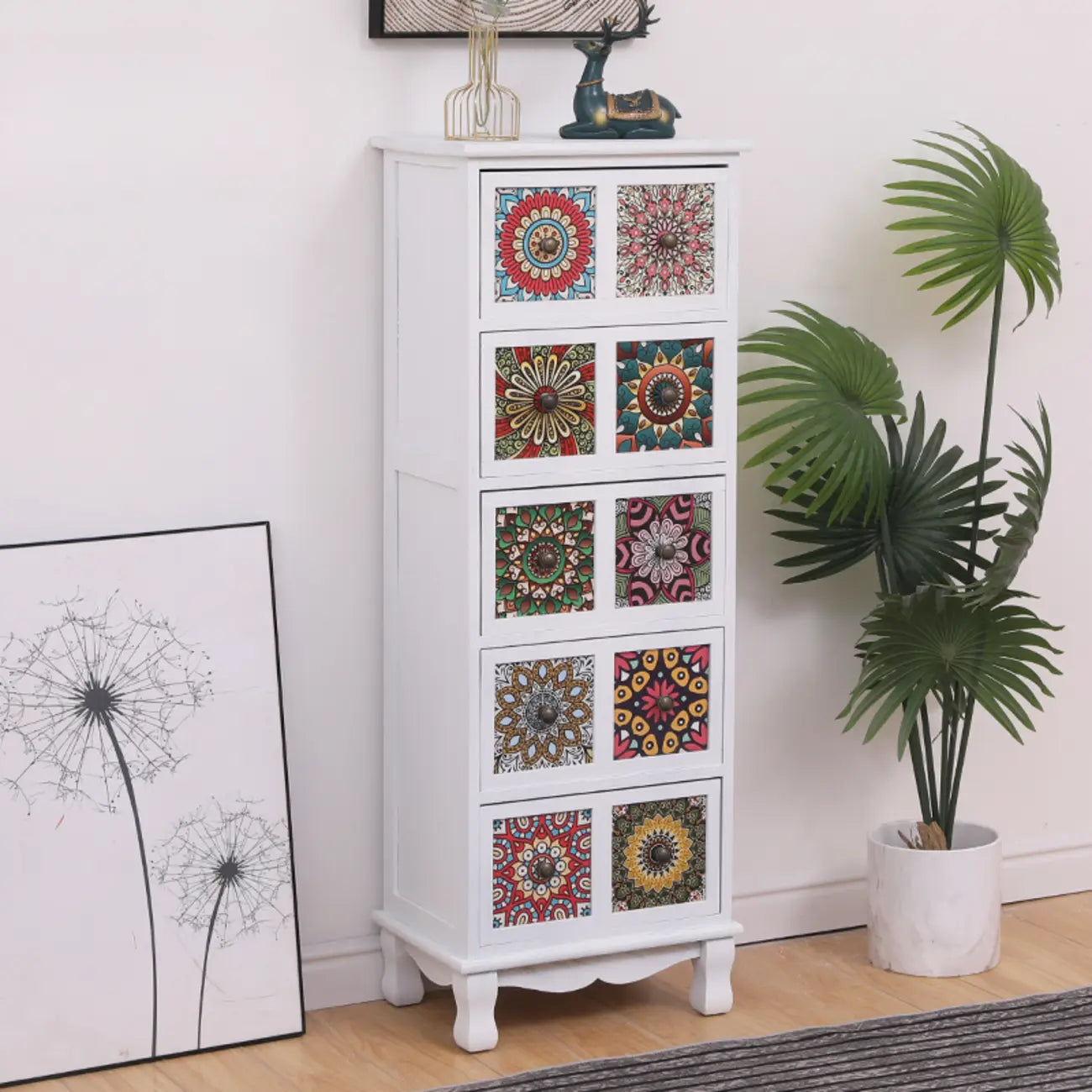 Mid-Century Modern Cabinet with Decorative patterns for Home