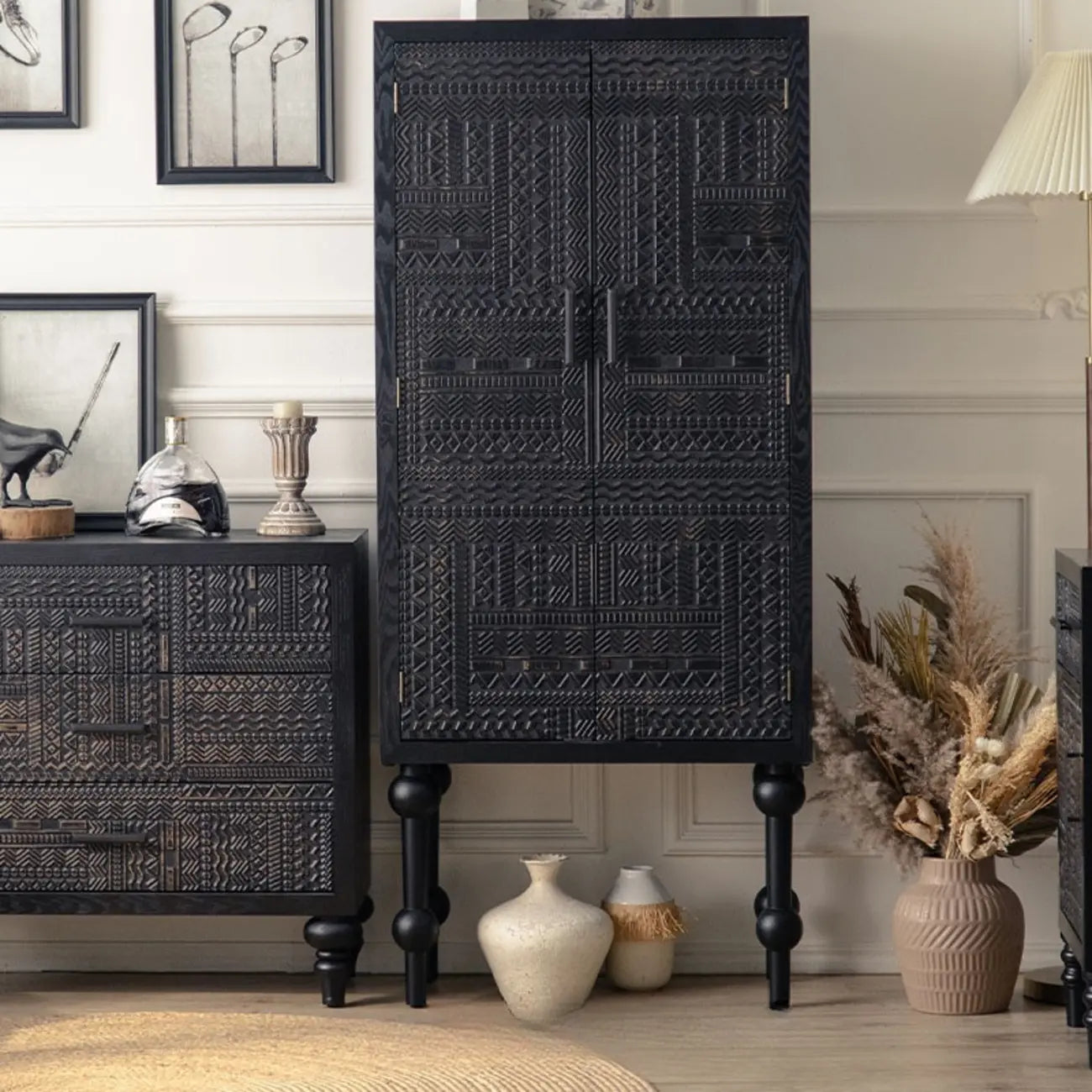 Modern Pine Sideboard with Storage for Living Room