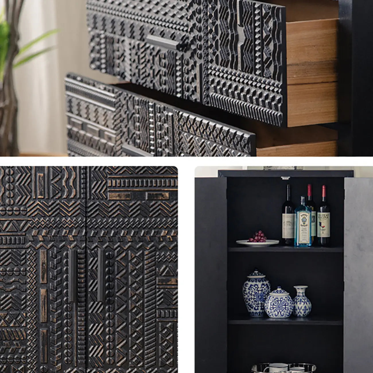 Modern Pine Sideboard with Storage for Living Room