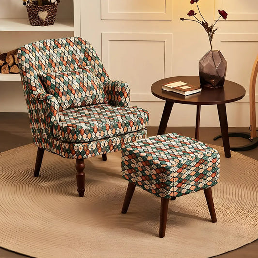 Scandinavian Patterned Upholstery Lounge Chair