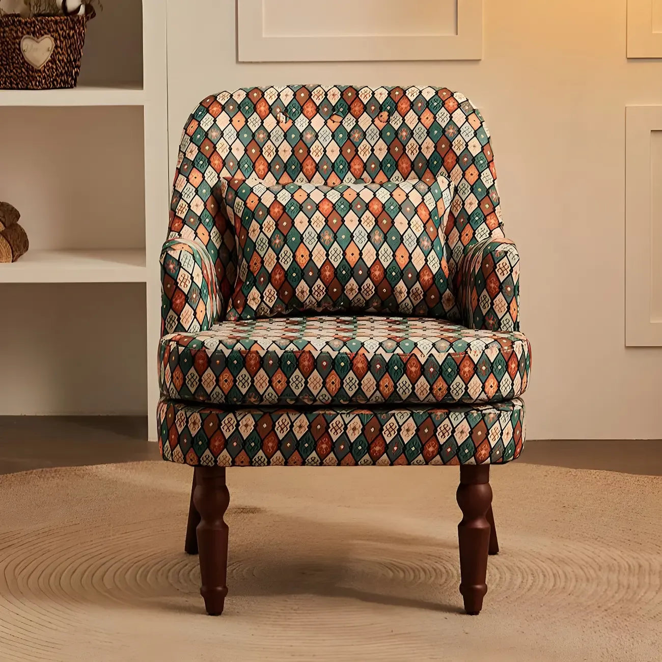 Scandinavian Patterned Upholstery Lounge Chair