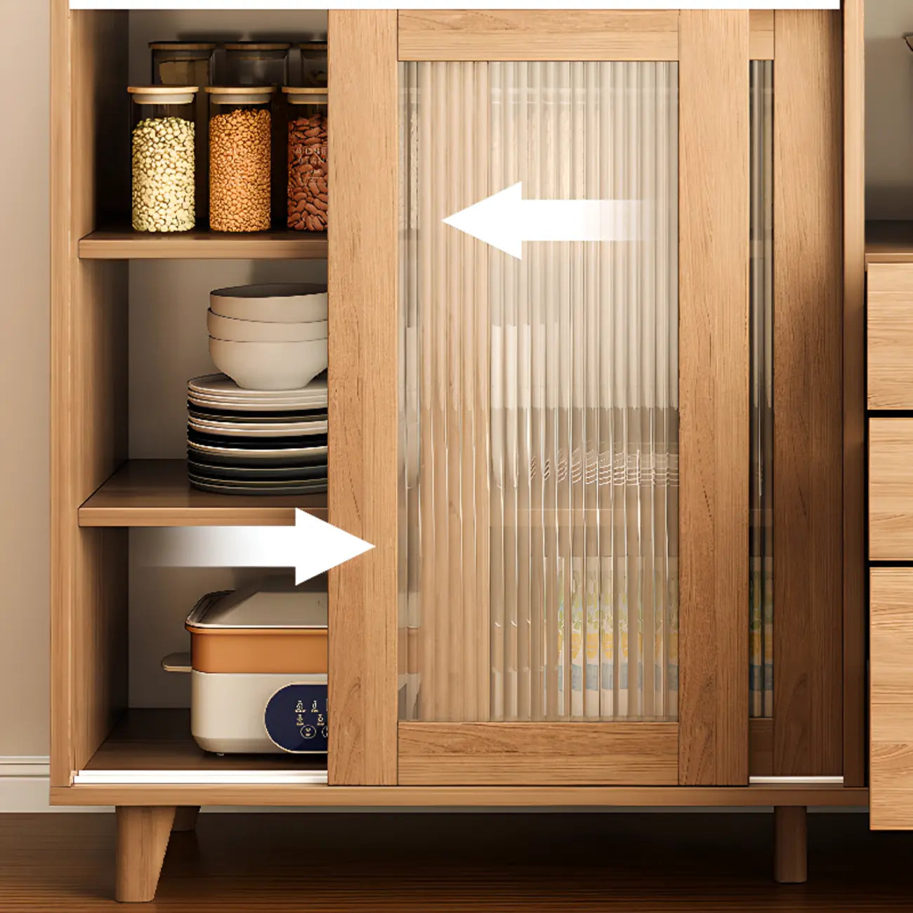 Modern Wooden Rectangle Accent Cabinet with Sliding Doors