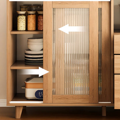 Modern Wooden Rectangle Accent Cabinet with Sliding Doors