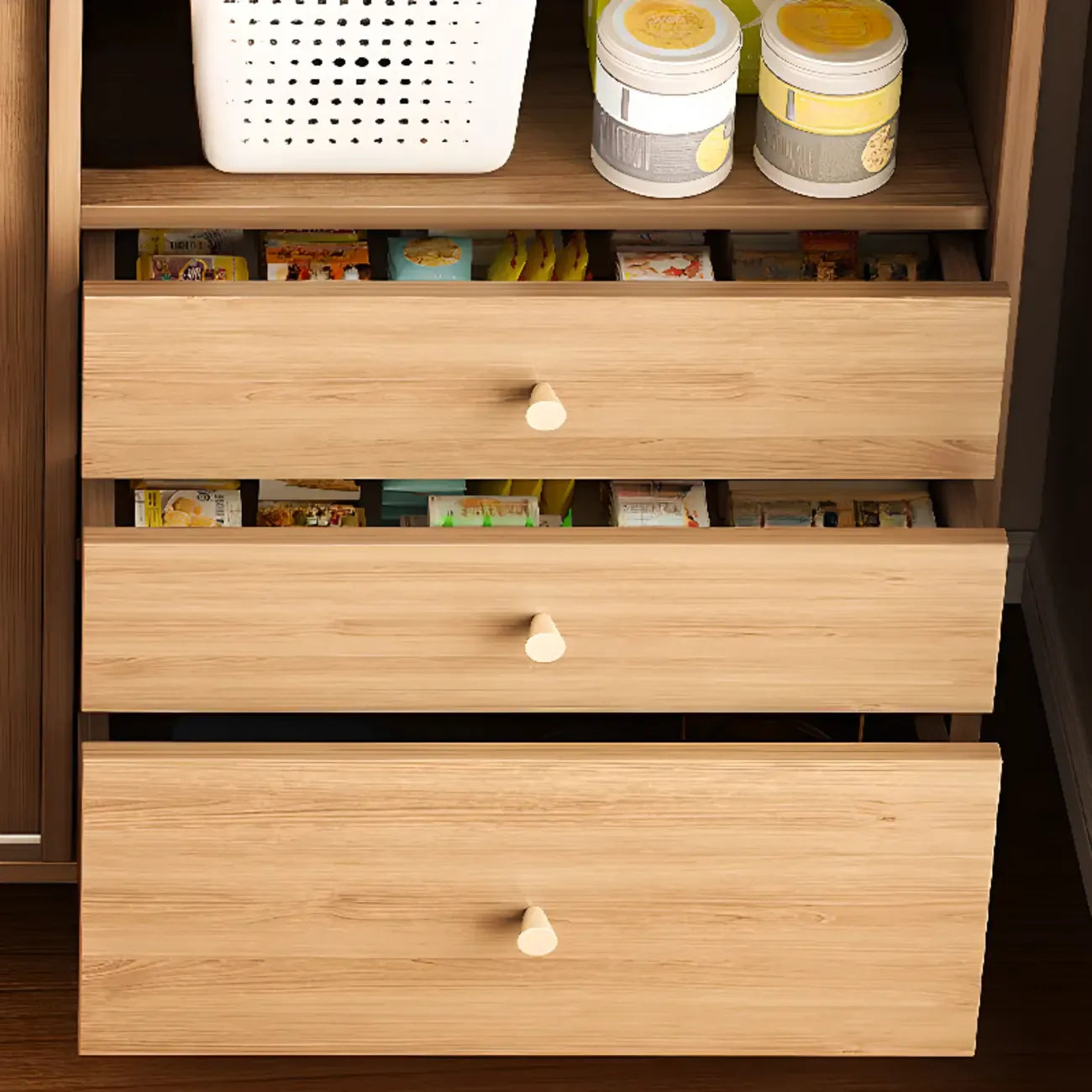 Modern Wooden Rectangle Accent Cabinet with Sliding Doors