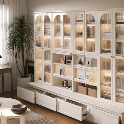 White Tall Wooden Floor Display Cabinet with Light