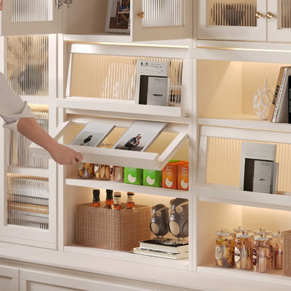White Tall Wooden Floor Display Cabinet with Light