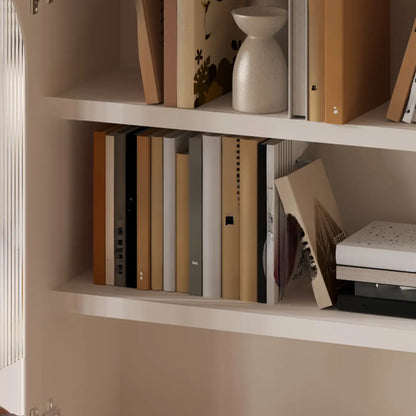 White Tall Wooden Floor Display Cabinet with Light
