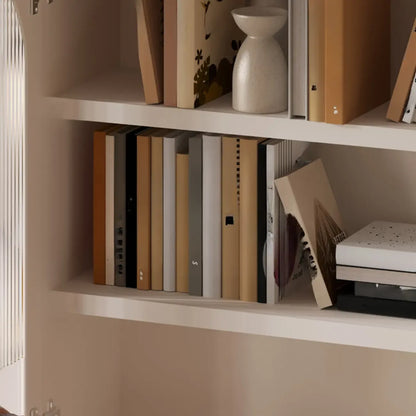 White Tall Wooden Floor Display Cabinet with Light