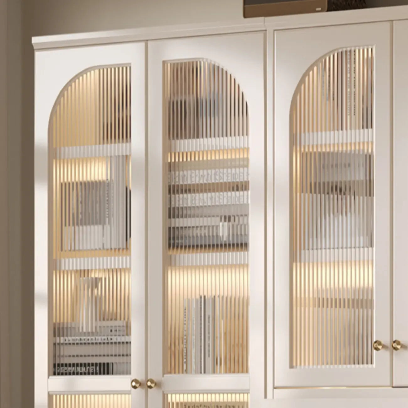 White Tall Wooden Floor Display Cabinet with Light