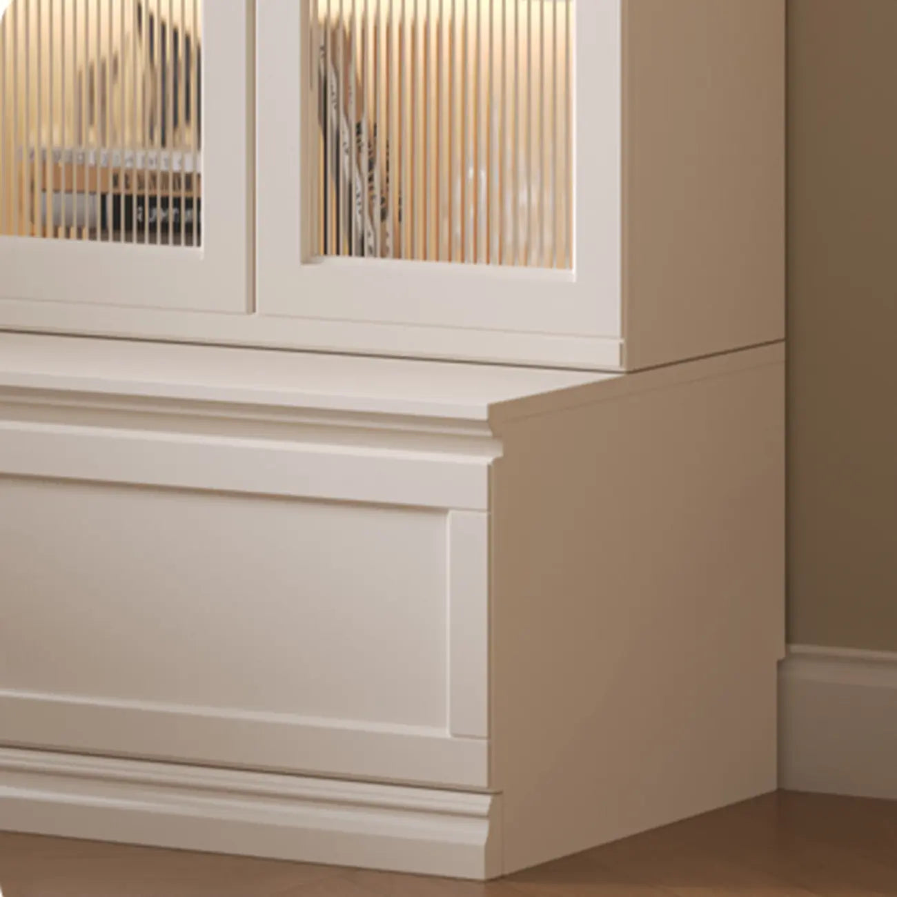 White Tall Wooden Floor Display Cabinet with Light
