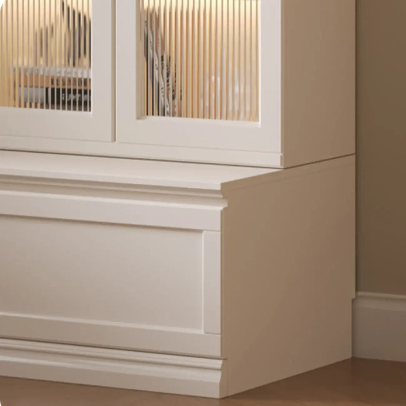White Tall Wooden Floor Display Cabinet with Light