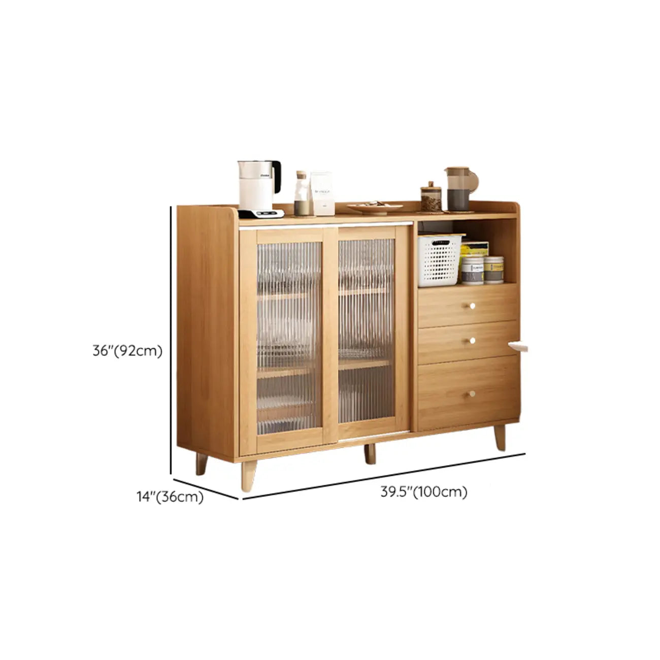 Modern Wooden Rectangle Accent Cabinet with Sliding Doors
