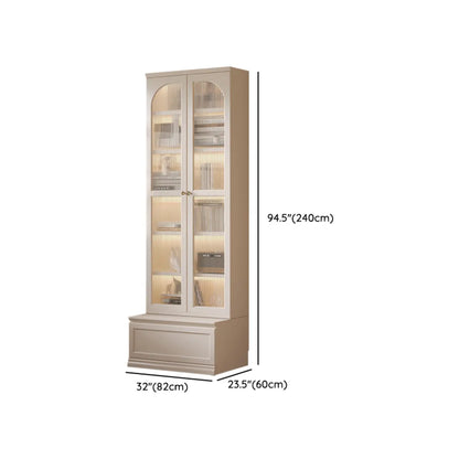 White Tall Wooden Floor Display Cabinet with Light