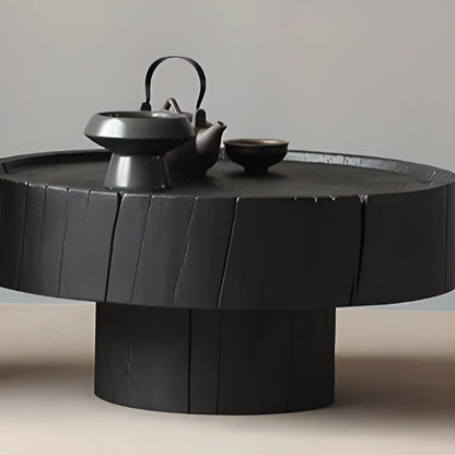 Modern Minimalist Wood Black Coffee Table with Tray Top