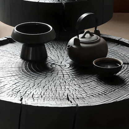 Modern Minimalist Wood Black Coffee Table with Tray Top