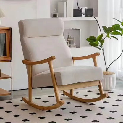 Modern Wood Upholstered Rocking Chair with Optional Ottoman